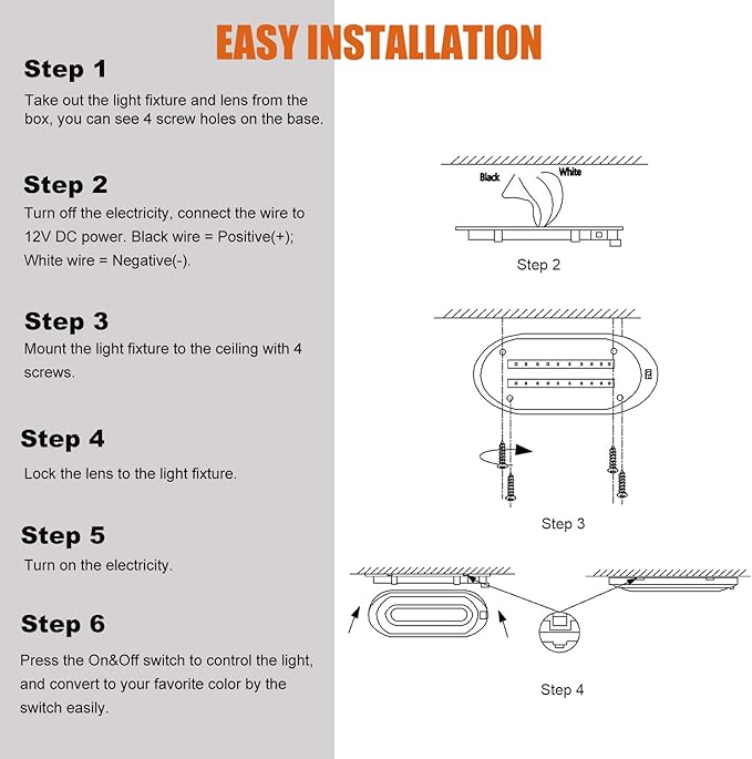 Facon Dual-Tone 12Volts Bright RV LED Interior Light - Image 9