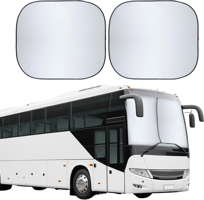EcoNour 2-Piece Foldable Spring RV Windshield Sunshade, Reflective 240T Polyster