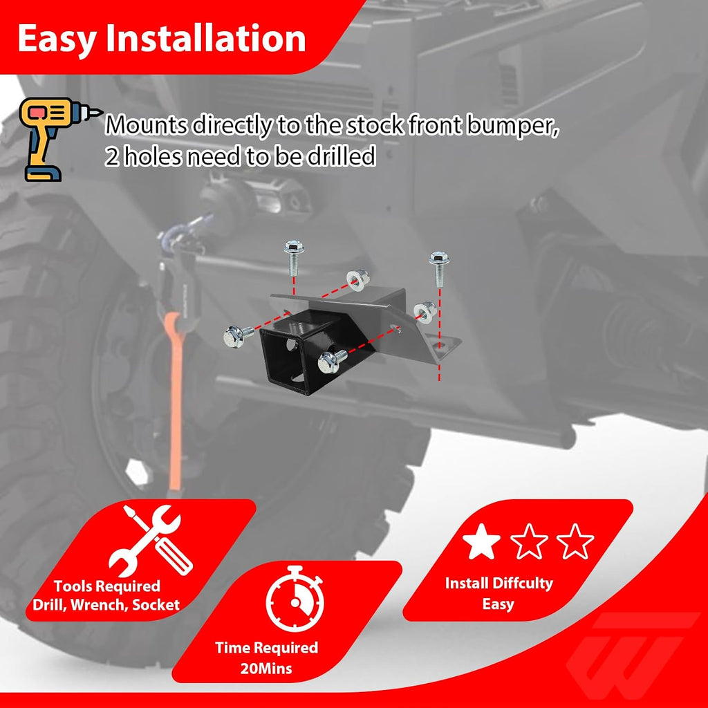 WeiSen 2" Front Receiver Hitch Front Lower Receiver Hitch Compatible with Polaris Ranger XD 1500/Crew/Premium/Northstar 2024-2026