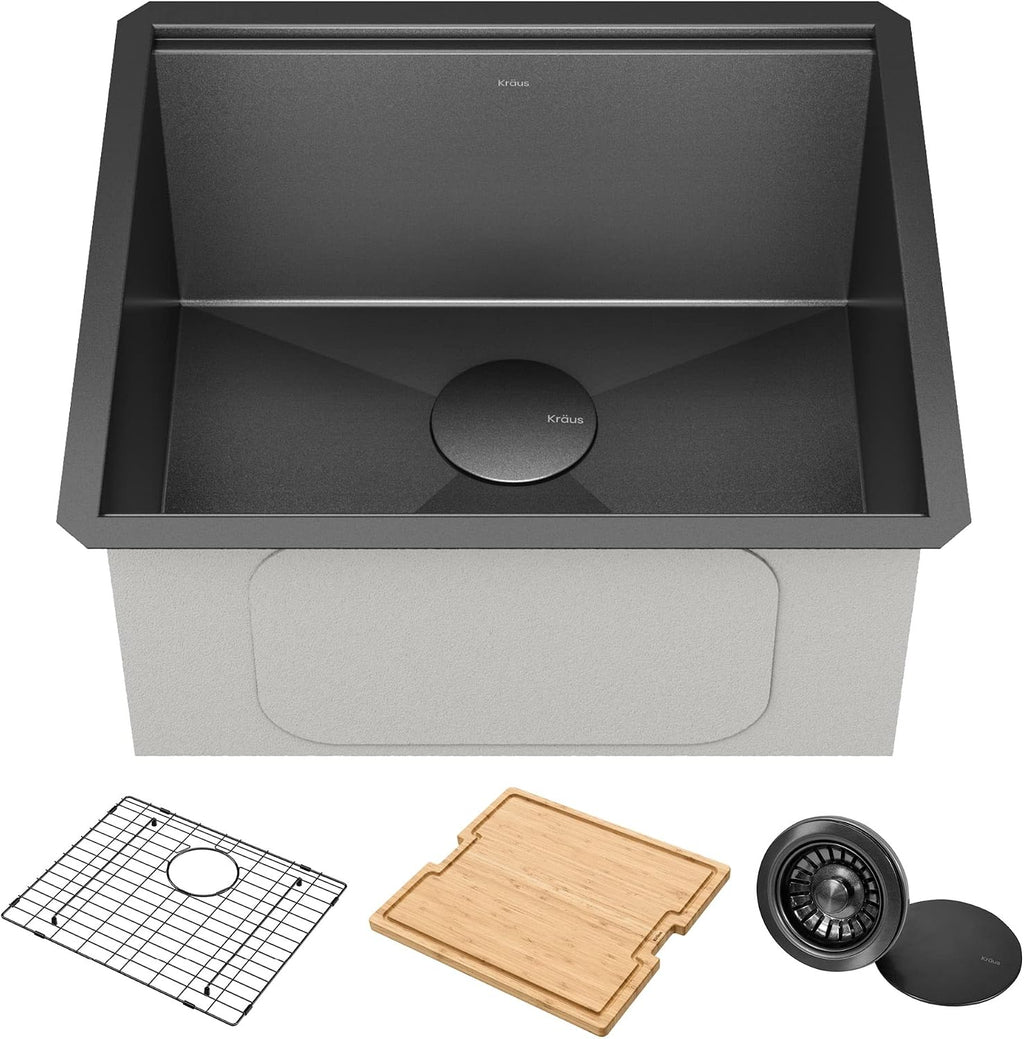 KRAUS Kore 21 Inch Undermount Workstation 16 Gauge Stainless Steel Single Bowl