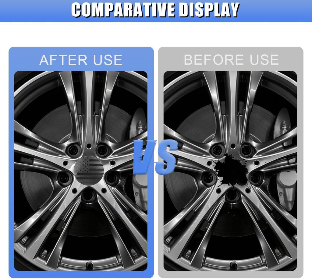 4PCS 56mm American Flag Wheel Hub Center Cap Sticker (Black Flag) | Waterproof Automotive Wheel Rim Center Cover, Universal Auto Exterior Decoration Decal Accessories for Car Truck SUV