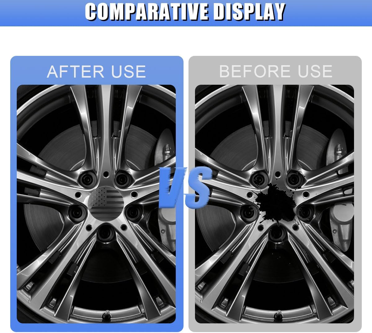 4PCS 56mm American Flag Wheel Hub Center Cap Sticker (Black Flag) | Waterproof Automotive Wheel Rim Center Cover, Universal Auto Exterior Decoration Decal Accessories for Car Truck SUV