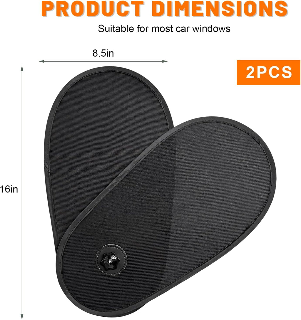 2 PCS Car Window Shades, Rotatable Side Window Sun Blockers Vehicle Sunshade Covers with Suction Cups, Adjustable Mesh Automotive Sun Shades for Glare & UV Protection