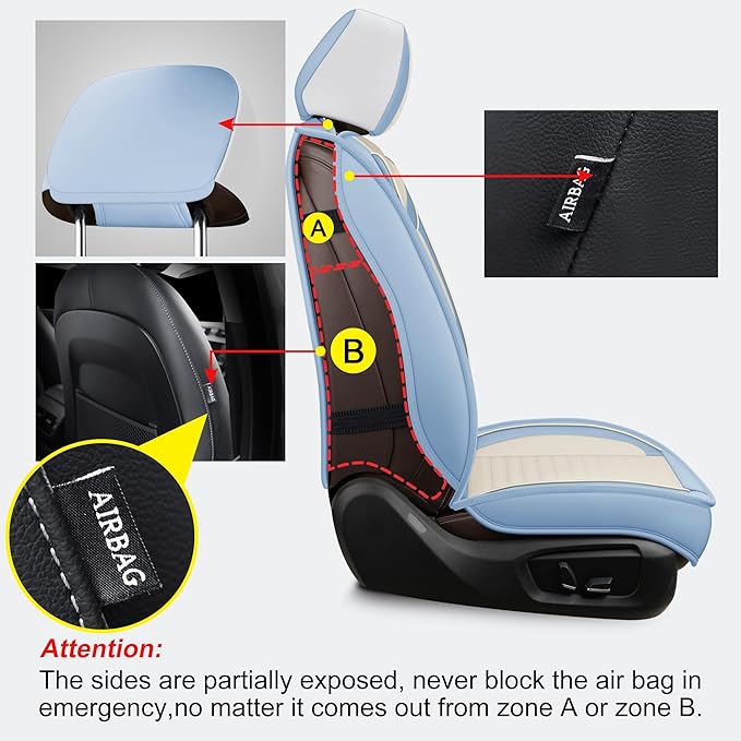 LINGVIDO Universal Car Seat Cover, Breathable and Waterproof Faux Leather - Image 3