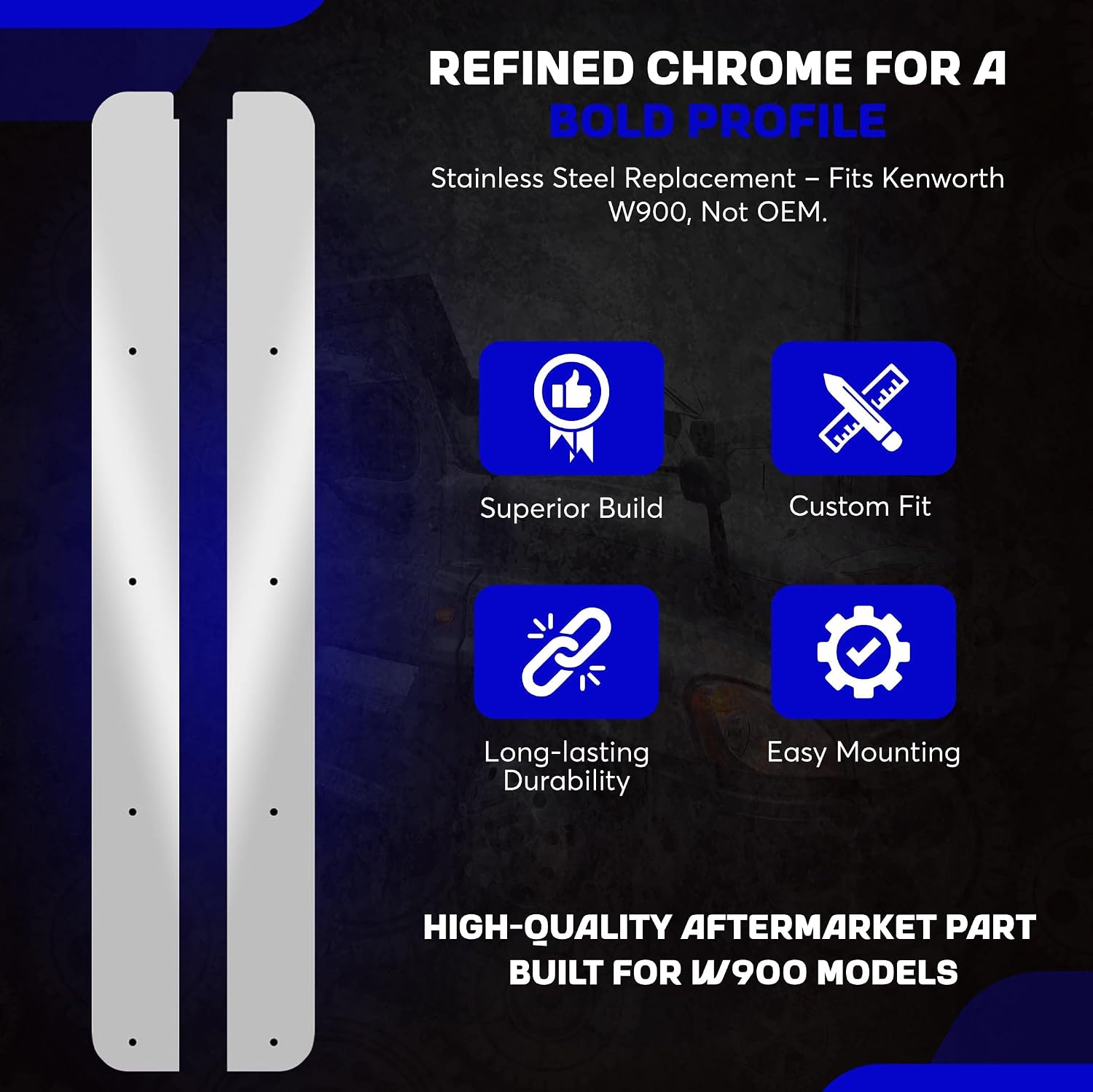 Stainless Steel Doors Floor Trim compatible with Kenworth W900 T600
