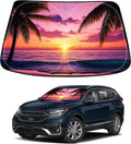Sunset Beach Car Windshield Sun Shade Compatible with Honda CRV 2017-2022, Foldable Reflective Window Sunshade for UV Protection & Heat Reduction