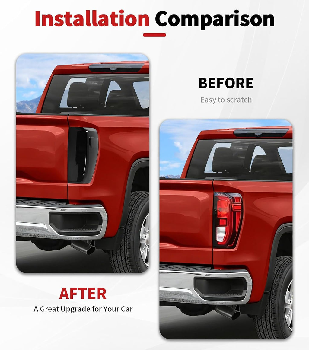 JWWY Smoked Taillight Rear Light Lamp Decor Tinted Darkened Taillight Cover Trim Fit for 2019-2026+ GMC Sierra 2PCS Blackened