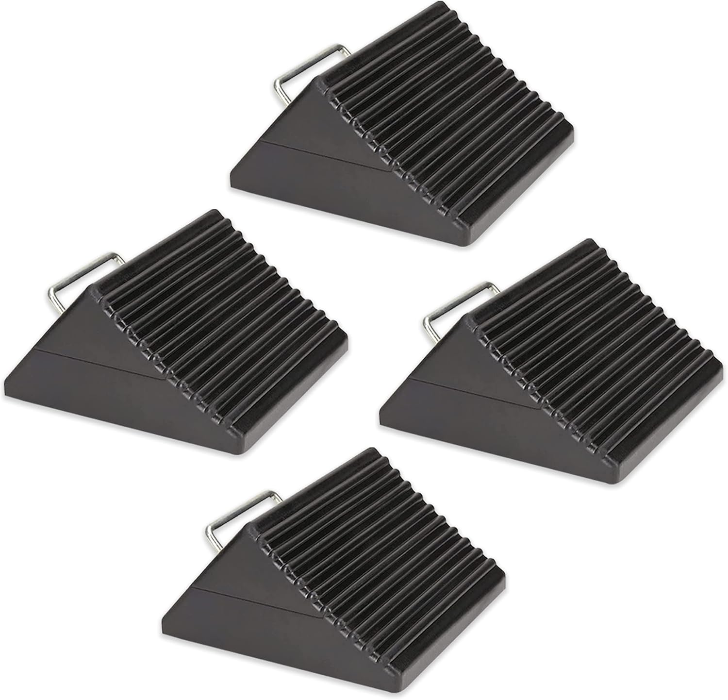 Wheel Chocks for Cars, RVs, Trucks, Trailers, and Vehicles G.V.W. up to 12T, 4 Pack - Anti Slip Bottom Tire Chock for All Weather Use - RV, Travel Trailer, Pop Up Camper Accessory