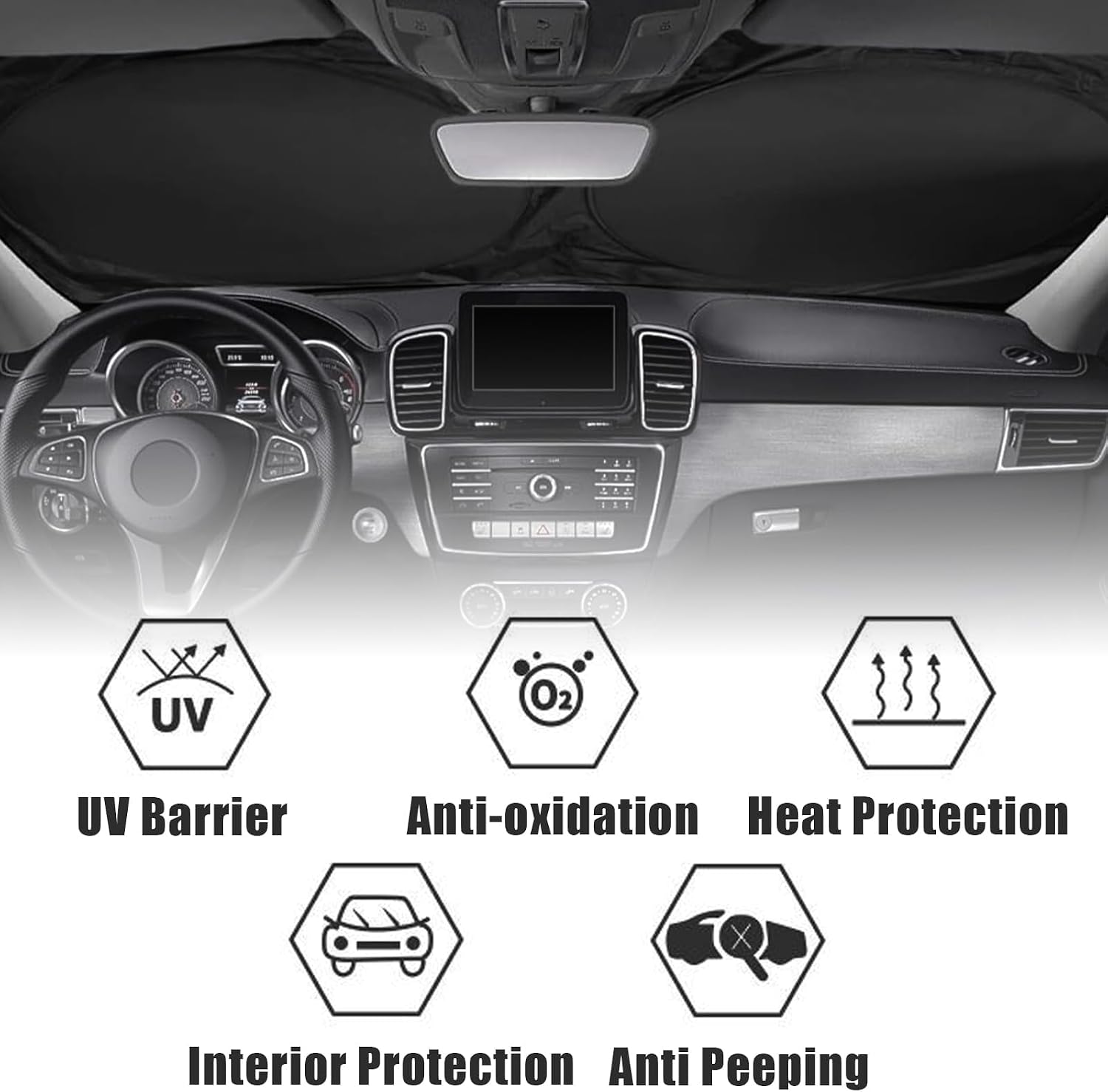 Strawberry Car Windshield Sun Shade Foldable Sunshade Front Window Cover Sun Visor Protector Accessories (59x27.5 inches)
