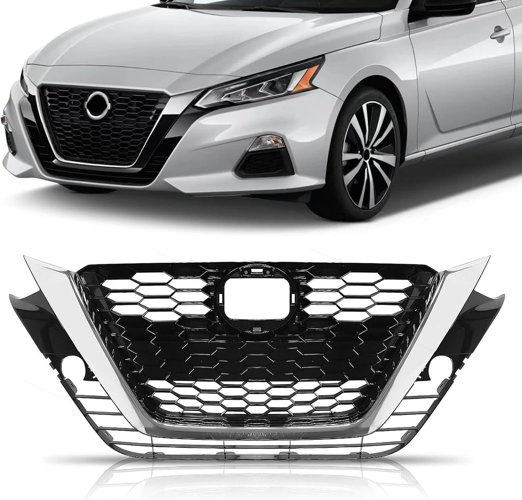 PartsFlow Front Upper Bumper Grille Hood Mesh Grill Assembly Compatible with 2019 2020 2021 2022 Nissan Altima S SL SV NI1200292,623106CA1A
