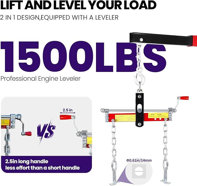 RQR Engine Hoist 2 Ton, Hydraulic Cherry Picker Engine Lift Crane - Image 3