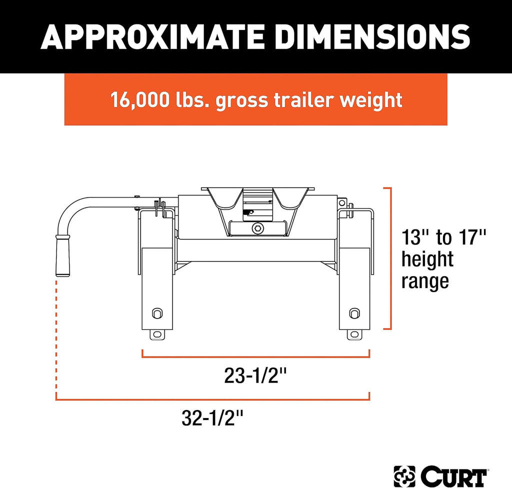 CURT 16115 E16 5th Wheel Hitch, 16,000 lbs
