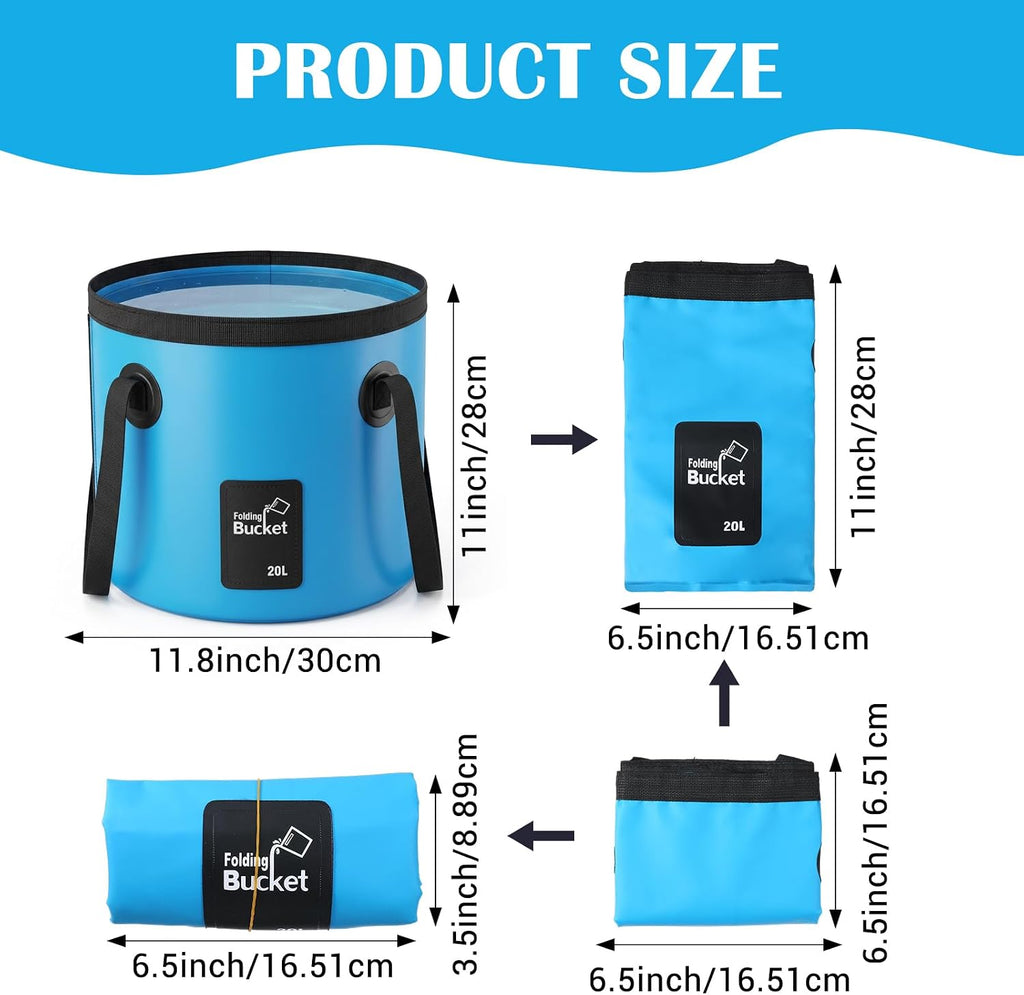 4 Pcs 5 Gallon Collapsible Bucket with Handle Foldable Bucket Water Container for Camping Fishing Car Washing Gardening Outdoor Portable Wash Basin(Blue, Yellow, Orange, Black)