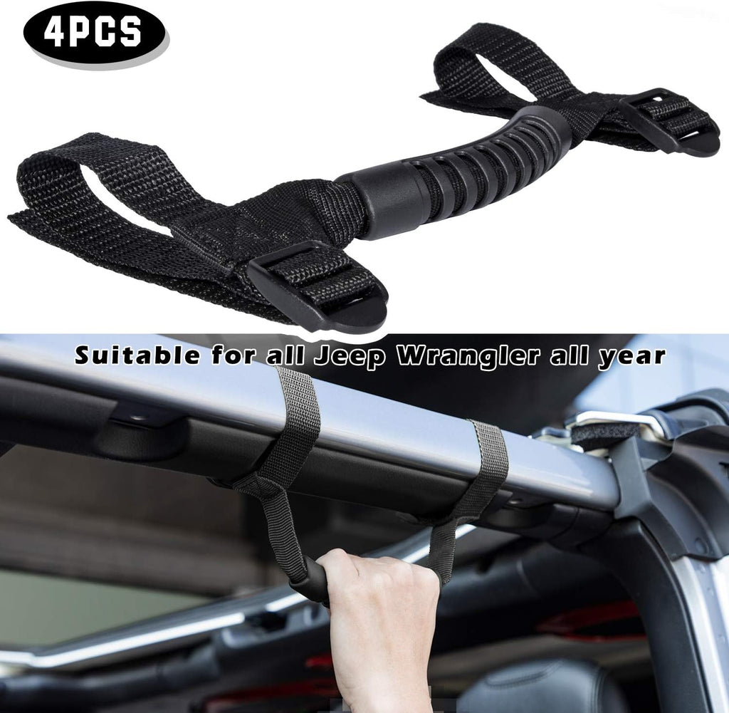 Danti 4 x Grab Handles Grip Handle For Jeep Wrangler YJ TJ JK JKU Sports Sahara Freedom Rubicon X & Unlimited X 2/4 door Roll Bar 1995-2016