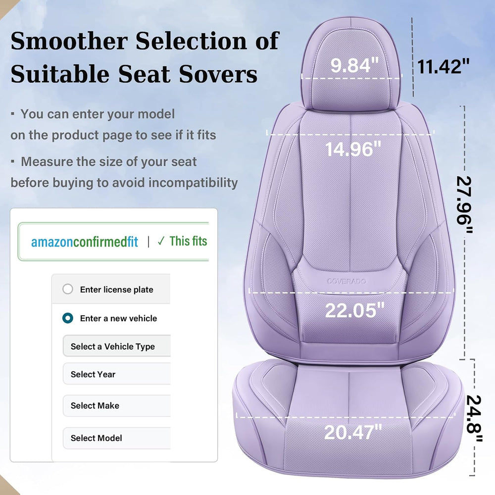 Coverado Car Seat Covers Full Set, Seat Covers for Cars, Car Seat Covers Fron...