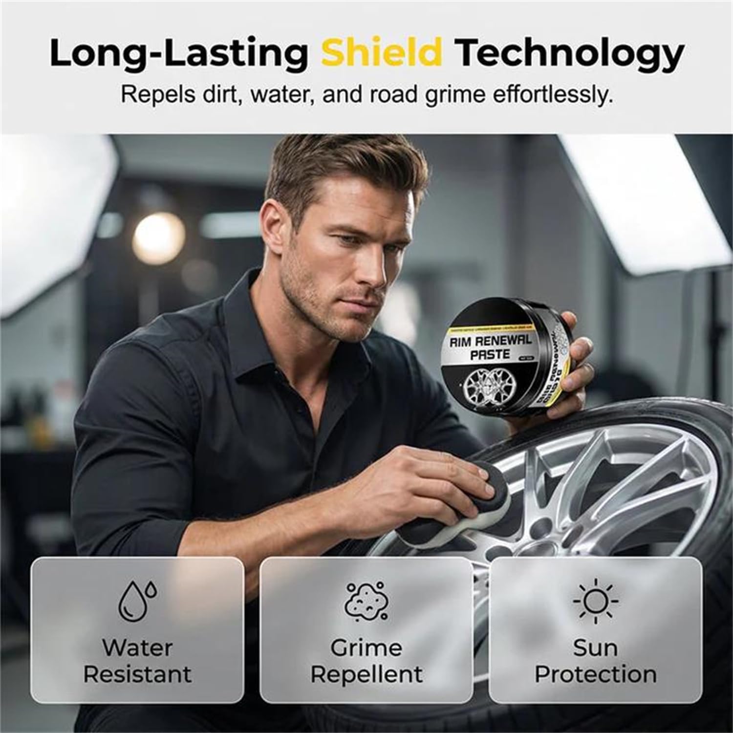 Rim Renewal Paste Wheel Care & Restoration Paste, Multi-Purpose Wheel Restoration Polish Buffs, Removes Scratches, Fills Scuffs, and Restores a Brilliant, Safe for All Alloys