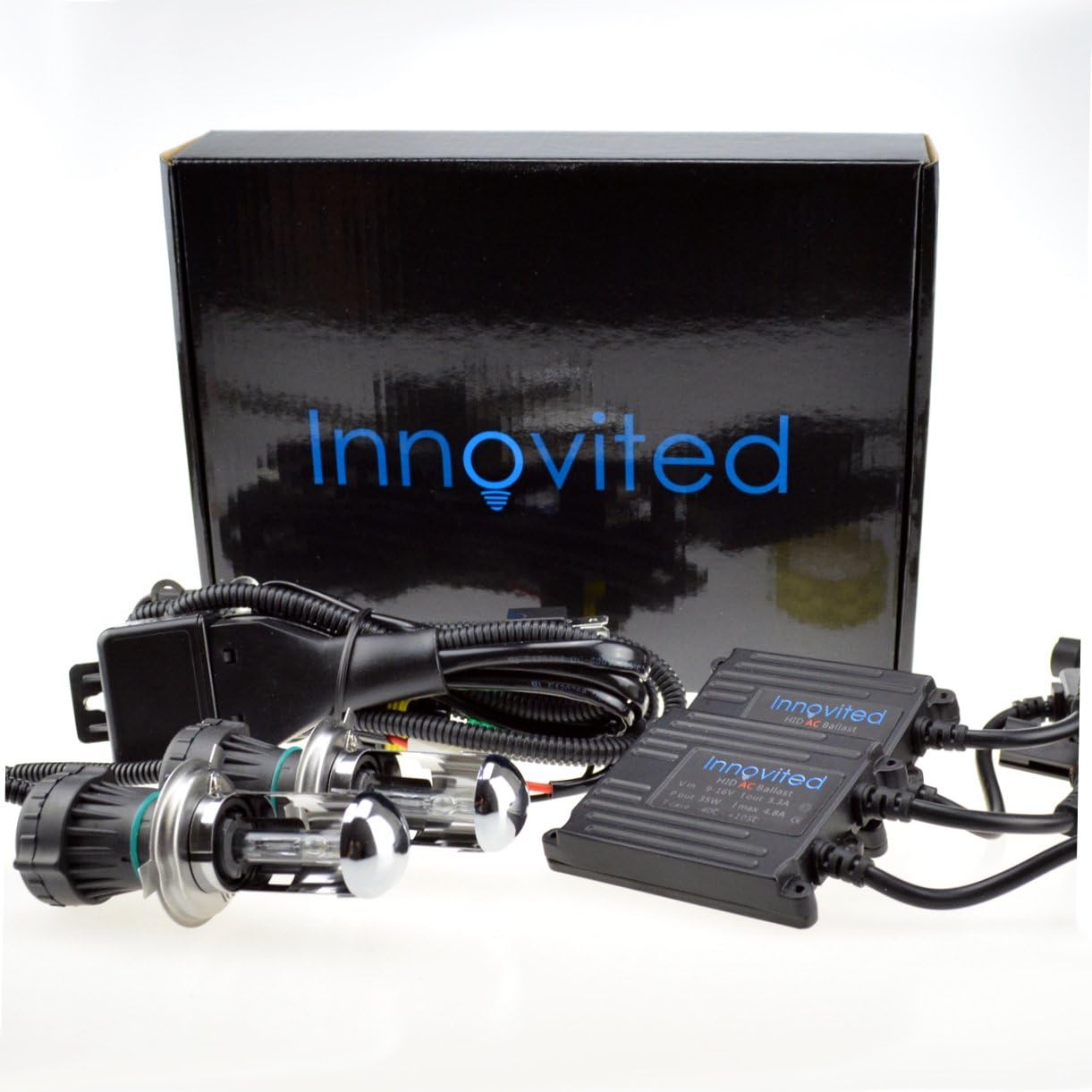 Innovited H4-3 9003 6000K Bi xenon HI/LO HID Xenon bulb x (1 pair) bundle with 2 x 35W Digital Slim AC Ballast - Diamond White