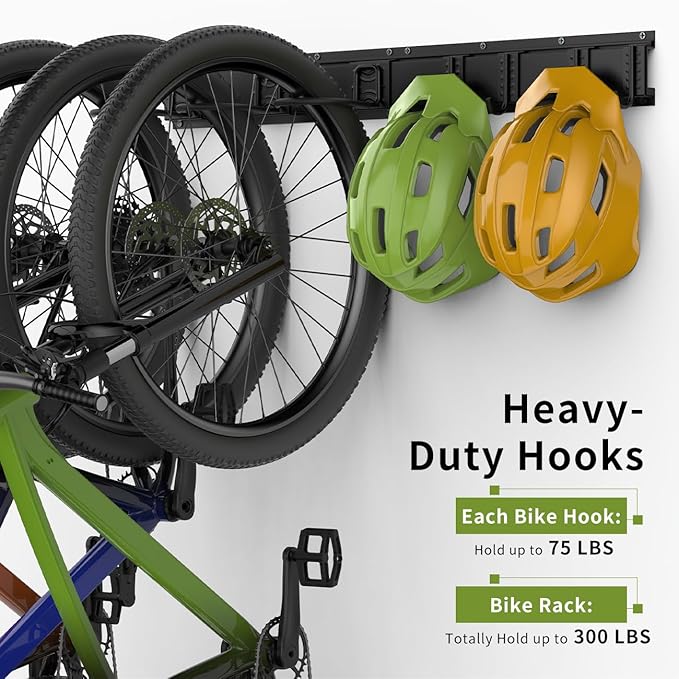 Bike Storage Rack 32Inch for 4 Bikes + 3 Helmets, Heavy Duty Bike Hangers for - Image 3