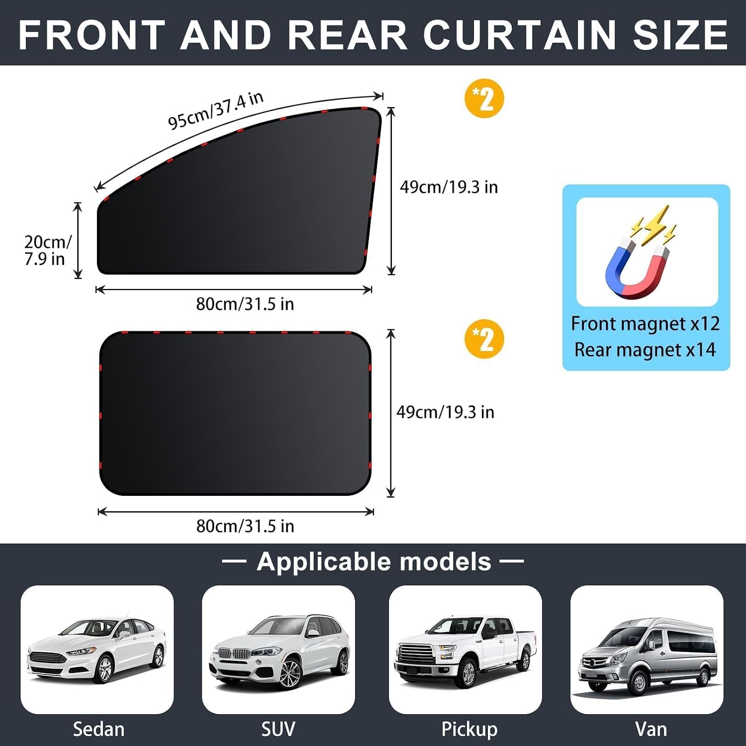 4PSC Car Side Window Shades, for Toyota Sienna 2021-2026 | Magnetic Car Sunshades for Side Windows,UV Protection Mesh, Double Sided Shading Privacy, Does Not Affect Car Windows Lifting