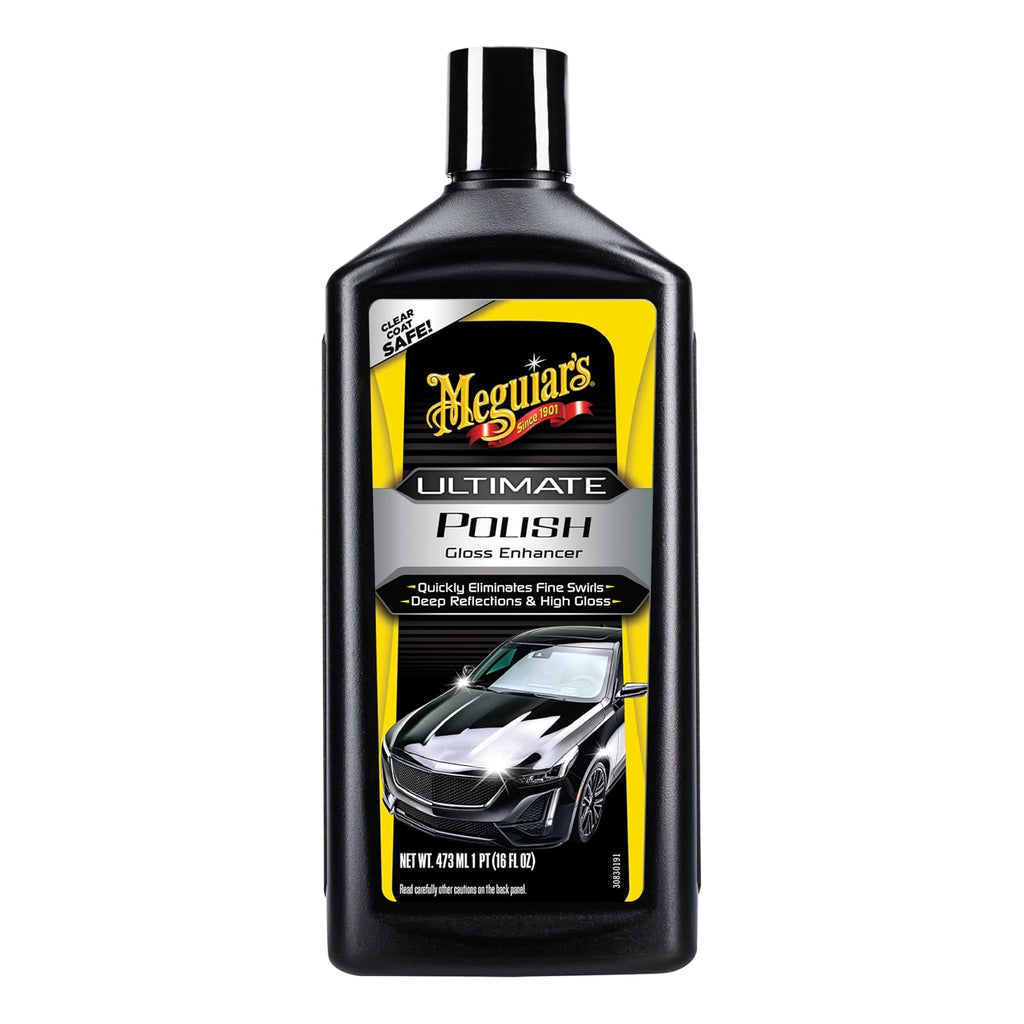 Meguiar’s Ultimate Polish – High-Gloss Polish for a Show Car Shine – Permanently Removes Light Swirls to Produce a Deep, Wet Reflection with a High Gloss Shine - Easy to Use, 16 Oz