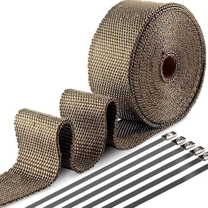 Exhaust Heat Wrap, Tooomplus 2'' x 50' Fiberglass Heat Shield Tape, Heat Wrap by Tooomplus