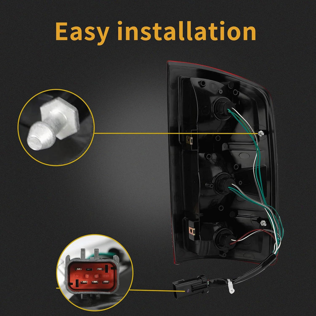 Tail Light Assembly Compatible with 2002-2006 Dodge Ram 1500 2003-2006 Dodge Ram 2500 3500 Pickup Driver and Passenger Side Taillights Rear Brake Lamps with Bulb Inside and Wiring Harness