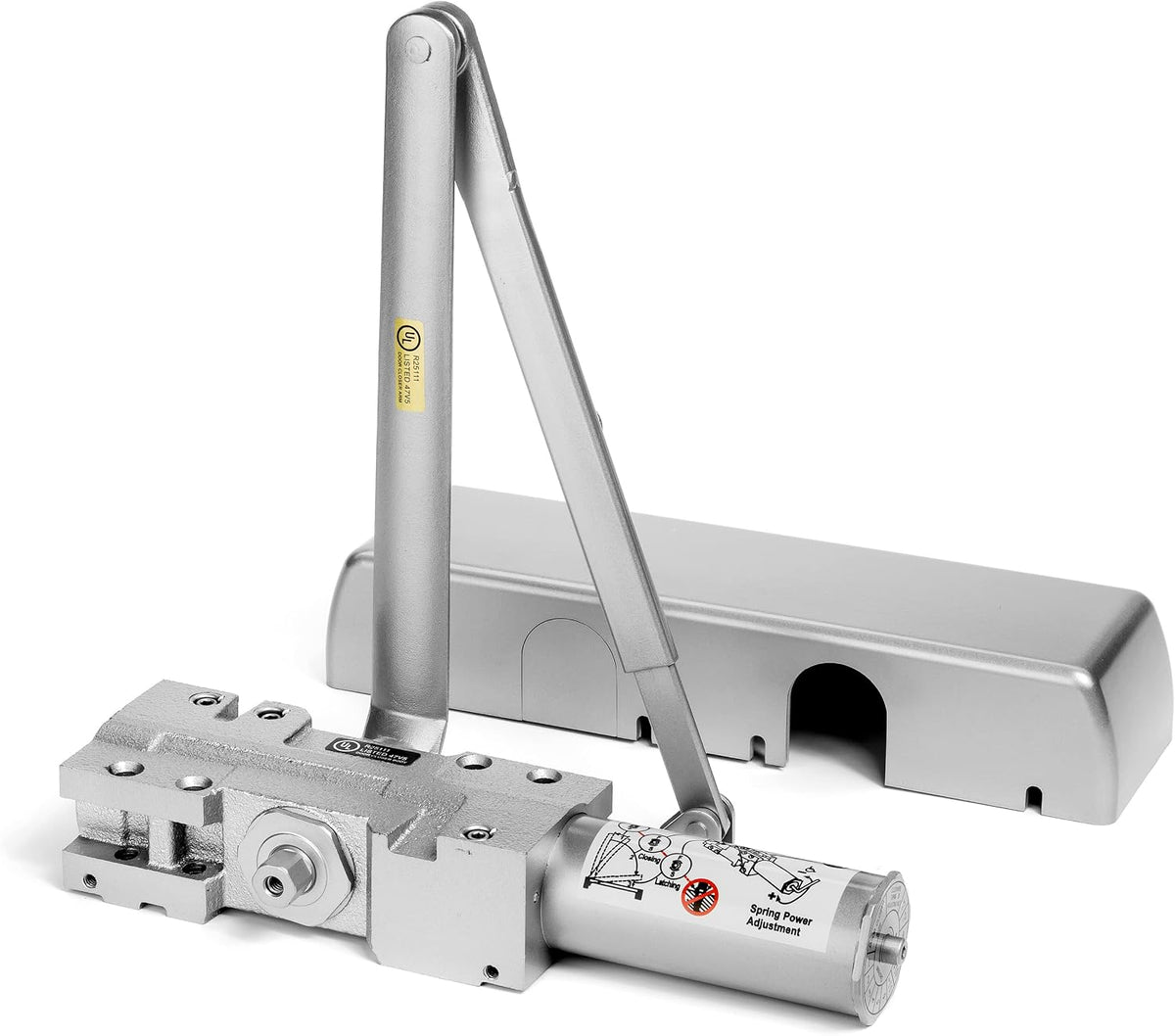 dynasty 4401 series door closer, sprayed aluminum, spring shown in use