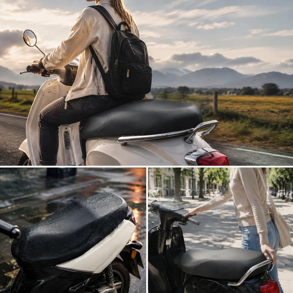 Universal Waterproof Scooter Seat Cover, Durable Elastic Moped Seat Protector, Easy Install, Dustproof Sunproof for Most Scooters & Mopeds