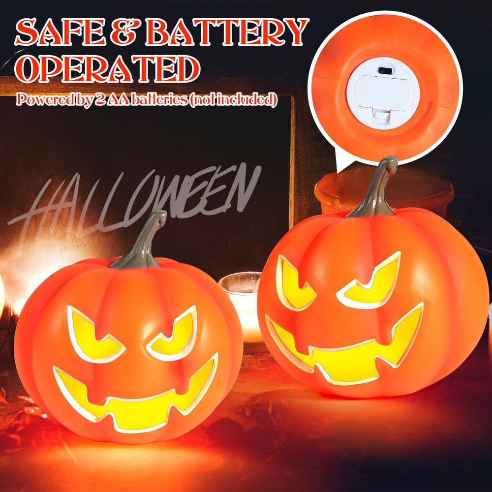 Rocinha 2 Pack Plastic Jack O Lantern Pumpkins Halloween Light up Pumpkin Out...