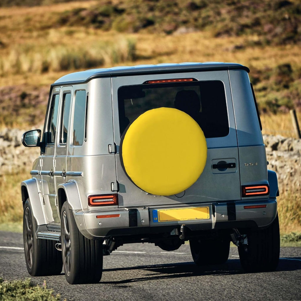 Gold Yellow Print Universal Spare Tire Cover for RV, Jeep | Wheel Protector Fits Rv, Trailer, Jeep, Shield Tires From Sun, Dirt And Rain For Outdoor Storage