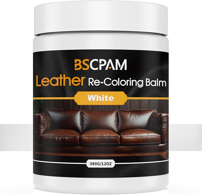 White Leather Recoloring Balm, 12oz Leather Color Restorer by BSCPAM