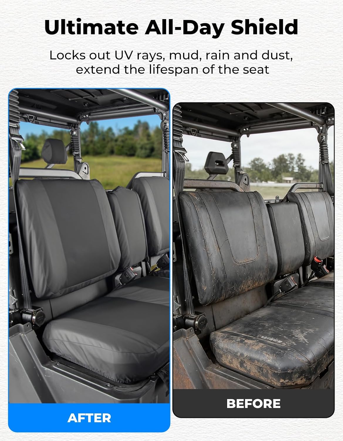 KEMIMOTO 1680D Seat Covers Set Compatible with CFMOTO Uforce 1000 2019-2024/1000 XL 2022-2024 (Front Seats) Oxford Fabric Pet Toenail Proof Water-Resistant Seat Cover Accessories