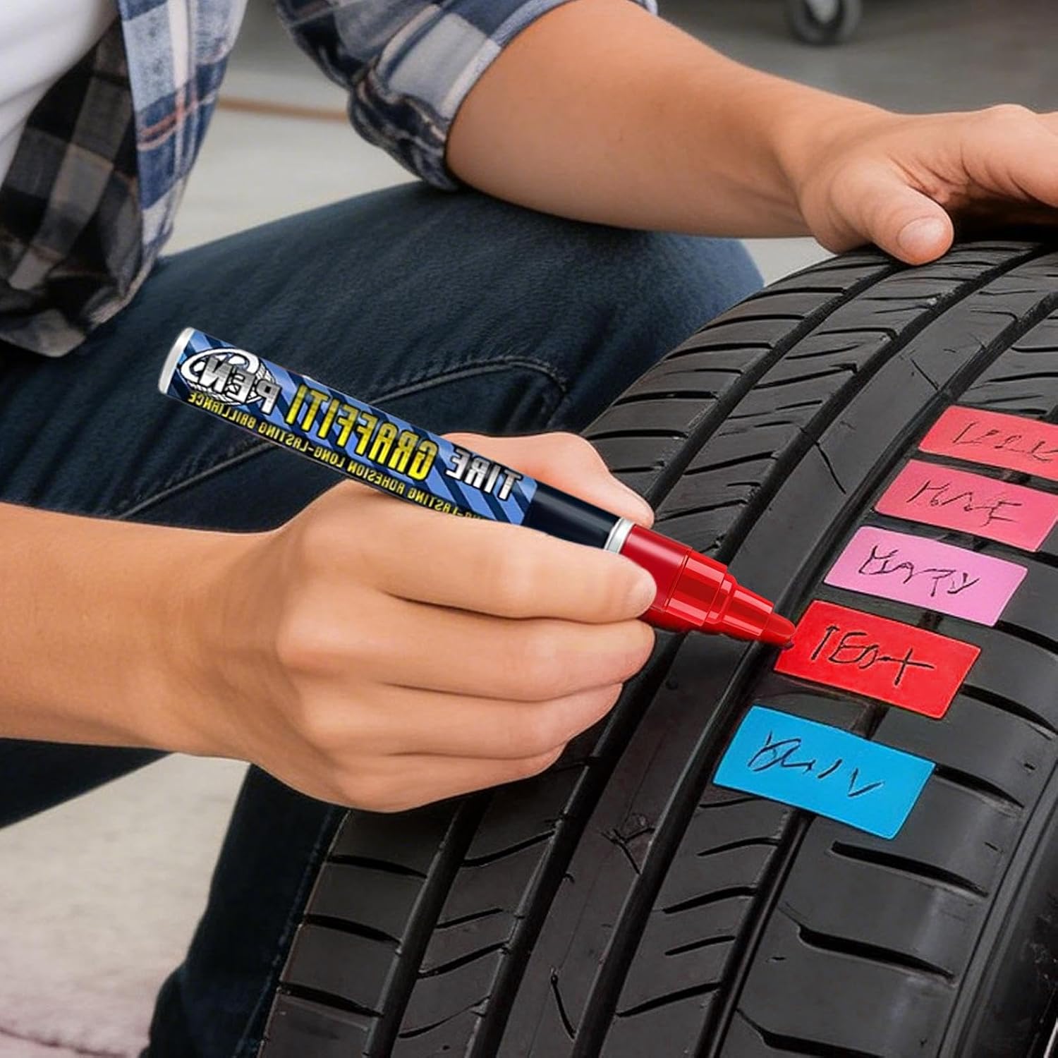 Tire Paint Marker,DIY Car Tyre Decoration Supplies - Tyre Lettering Paint Pen - for Drivers Trucks RVs Motorcycles Detailers Shops Modifiers Racers Restorers Shows
