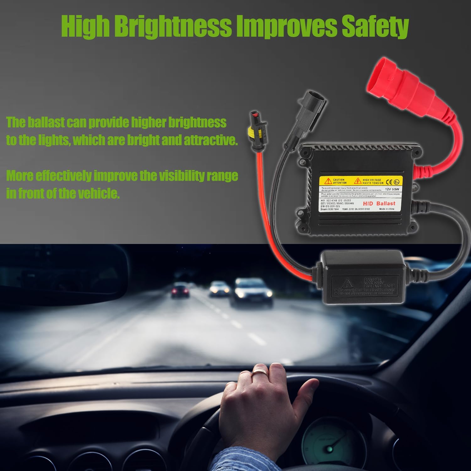 DC 12V 55W Ultrathin HID Ballast DC Xenon Lamp Ballast Automotive Headlight Stabilizer Suitable for H1 H3 H4 H7 H11 H13 9005 9006 9007 5202 880(Pack of 2pcs)