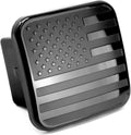 MULL USA Flag Metal Hitch Cover Plug (Fits 2.5" Receiver, Black)