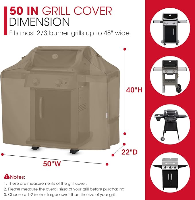 Unicook 50 Inch Grill Cover for Outdoor Grill, Gas BBQ Cover - Image 2