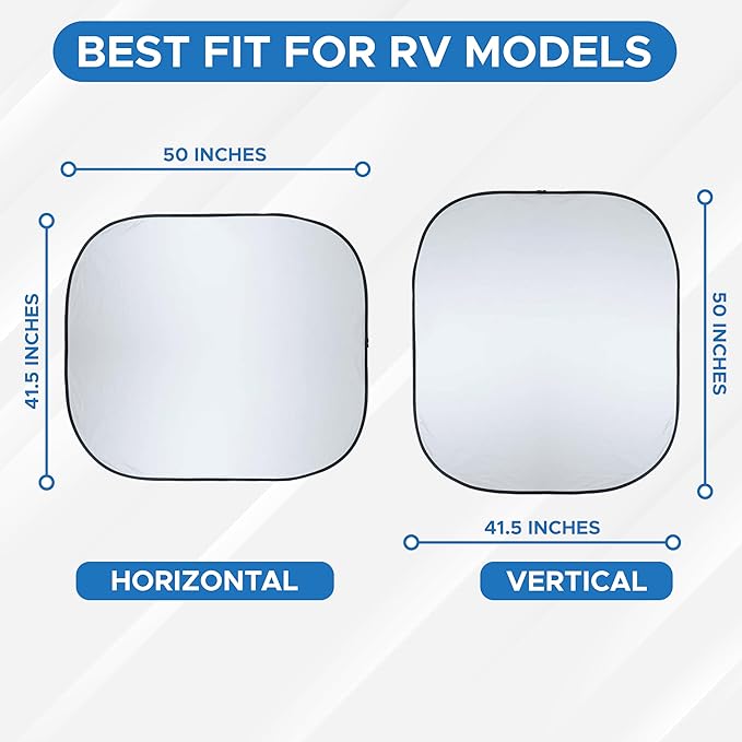 2-Piece RV Windshield Sunshade | Reflective 240T Polyester Front Windshield - Image 2