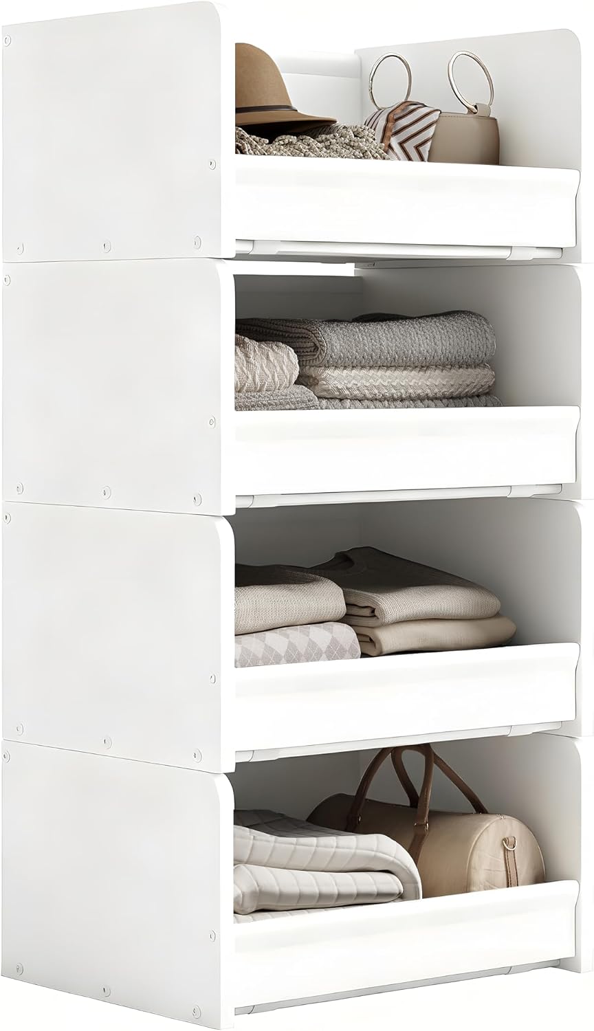 foucssomei closet storage organizer with wood frame &, main product view