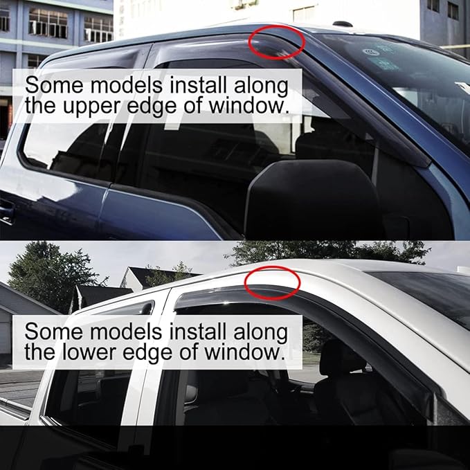 4pcs Original Shatterproof Rainproof Outside Mount Style Side Wind Deflectors - Image 8