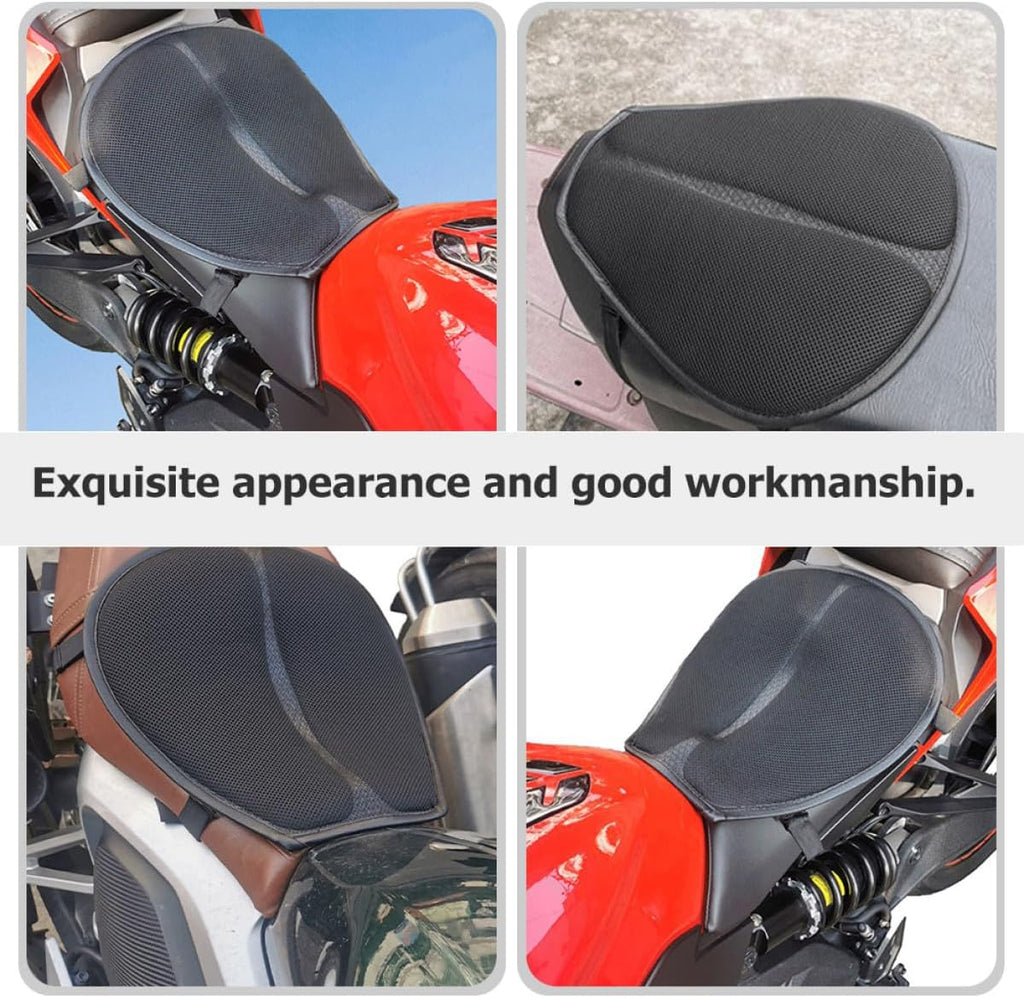 Breathable Motorcycle Seat Cushion Pad with Shock Absorption, Universal Four-Season Motorbike Seat Cover for Electric and Standard Motorcycles