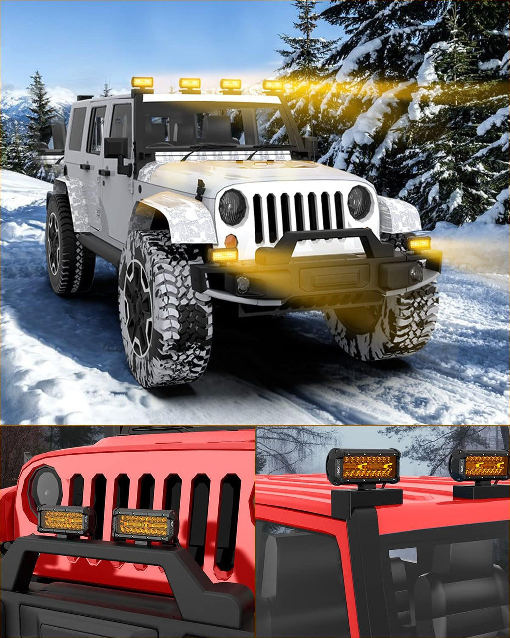 naoevo 7 inch amber led light bar, 240w, view 9