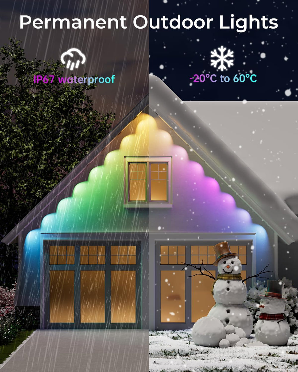 CINOTON Permanent Outdoor Lights 150ft, Smart RGBW+IC Eaves Lights with 90LED...