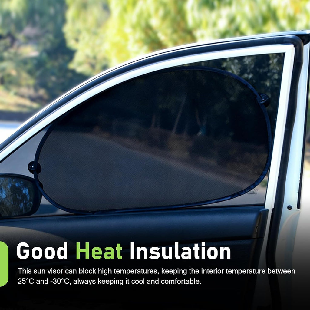 2 PCS Car Side Window Shades, Sun Blocking & Heat Insulation Sunshade for Baby, Privacy Protection Cover with Suction Cup, Foldable Cover for Driver Passenger Side Windows (Black)