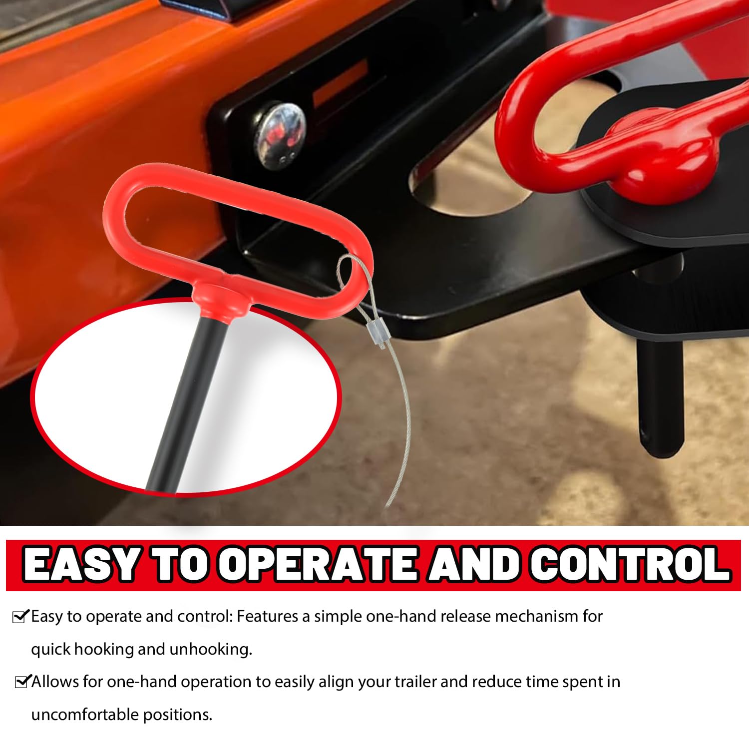 1/2" x 4" Trailer Hitch Pin | Clevis Pin Hitch with Rubber-Coated Handle, Trailer Gate Pin with Safety Clip Anti-Loss Rope (Pack of 2）