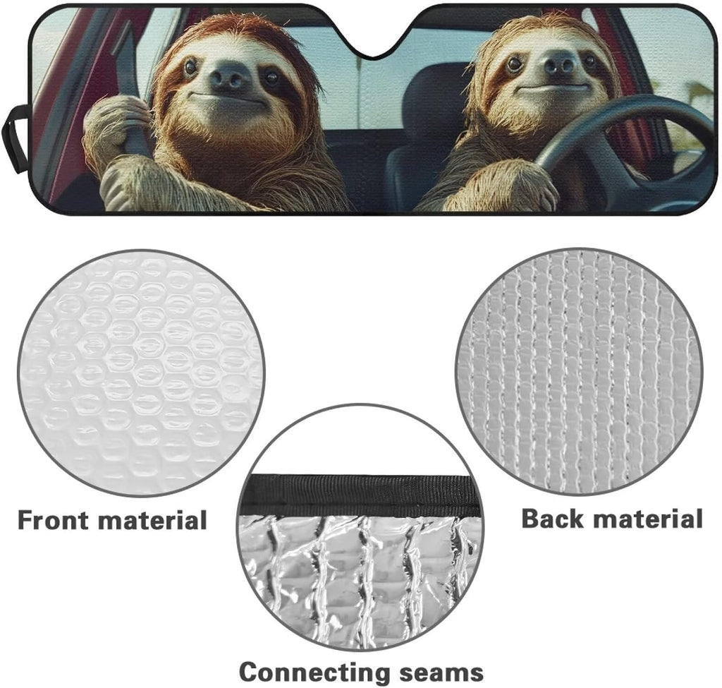 Tuoxiukan Sloth Car Sun Shade Windshield for Jeep Wrangler TJ JK Funny Car Front Windshield Sun Blocker Reflect Heat and UV Rays That Keeps Vehicle Cool