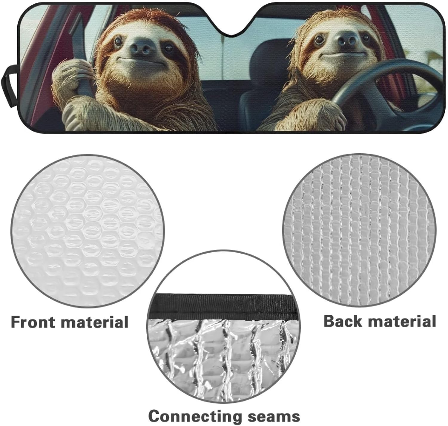 Tuoxiukan Sloth Car Sun Shade Windshield for Jeep Wrangler TJ JK Funny Car Front Windshield Sun Blocker Reflect Heat and UV Rays That Keeps Vehicle Cool