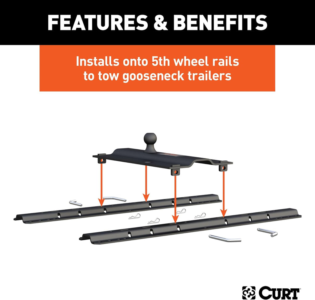 Curt Manufacturing 16055 Rail Mounted Gooseneck Hitch