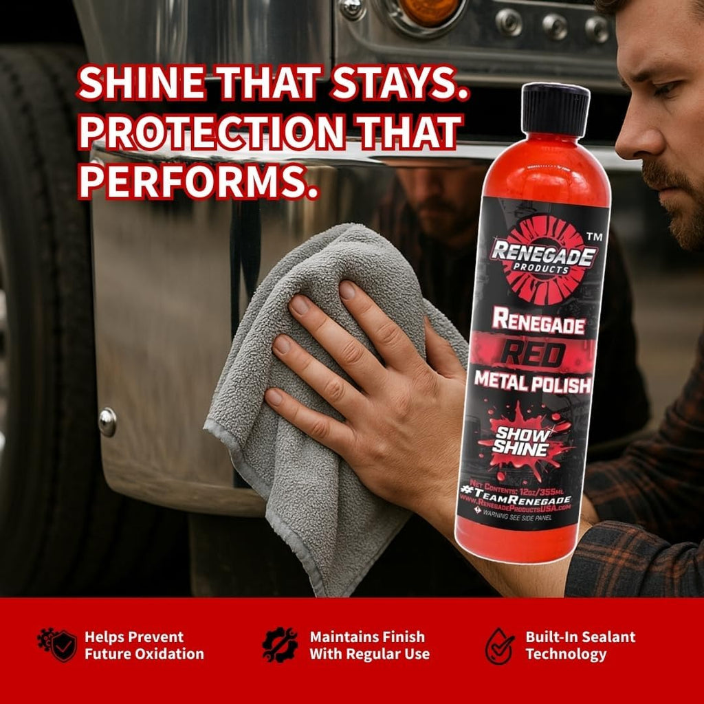 Renegade Products Red Liquid Metal Polish - Metal Polish & Car Scratch Removal, for Use on Chrome, Stainless Steel, & Aluminum, Cleaner & Polish for Cars, Trucks, Bikes