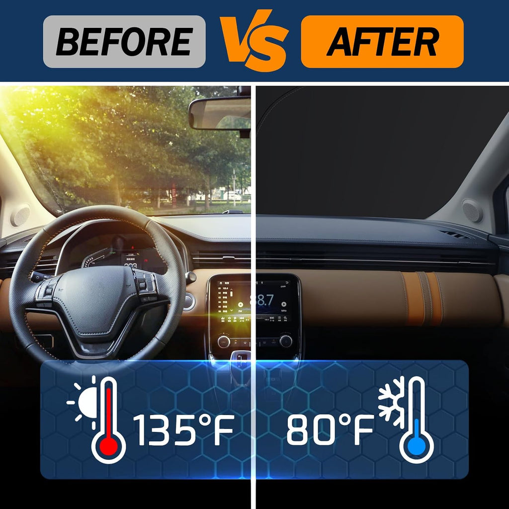 Windshield Sun Shade for 2011-2025 2026 Jeep Grand Cherokee/Jeep Grand Cherokee L, Foldable Blocks UV Rays Sunshade Car Front Window Sun Visor Protector for Jeep Grand Cherokee Accessories