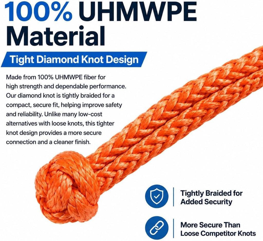Ucreative 2Pcs Synthetic Soft Shackle 1/2 Inch x 22 Inch (56,000lbs Breaking Strength) with Extra Sleeves (Orange)